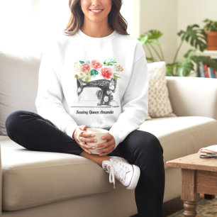 Black Sewing Machine Stitching Seamstress Sweatshirt