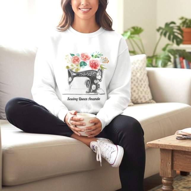 Black Sewing Machine Stitching Seamstress Sweatshirt (Creator Uploaded)