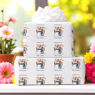 Black Sewing Machine Tailor Dressmaker Business Wrapping Paper