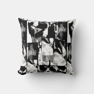 Black Shades of Gray White Contemporary Art Print Cushion