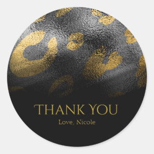 Black Shadows & Leopard Print Party Favour Classic Round Sticker