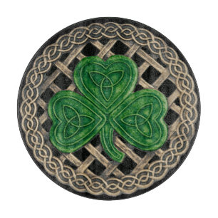 Black Shamrock On Celtic Knots Cutting Board