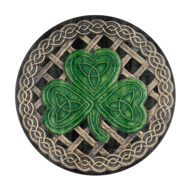 Black Shamrock On Celtic Knots Cutting Board (Front)