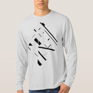Black Shapes and Lines Diagonal Abstract Design T-Shirt