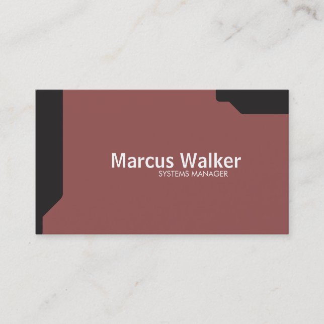 Black Shapes Brick Red Business Card (Front)
