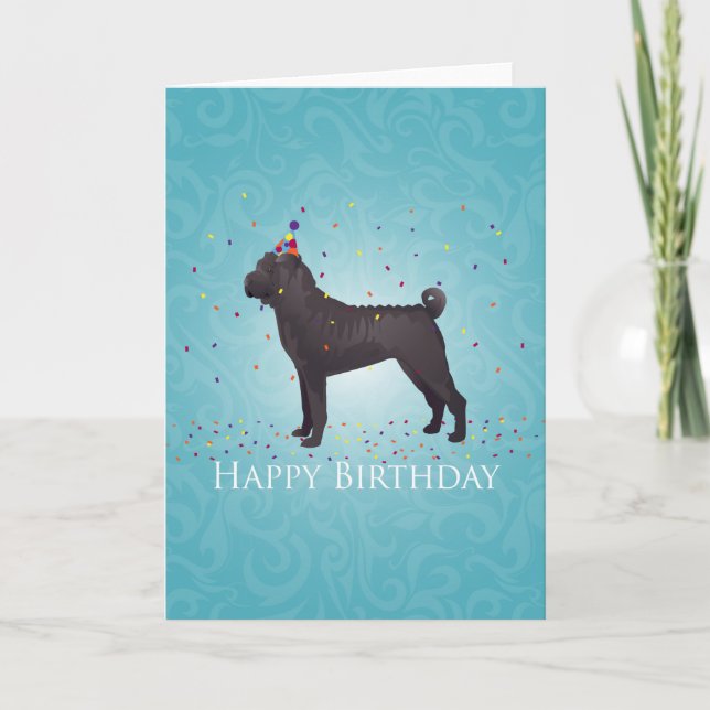Black Shar Pei Birthday Design Breed Card (Front)