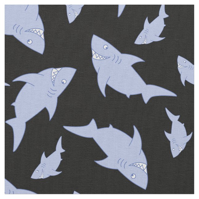 Black Shark Cute Kids Fabric (Close Up)