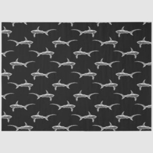 Black Sharks Design Vintage Nautical Ocean Art Tissue Paper