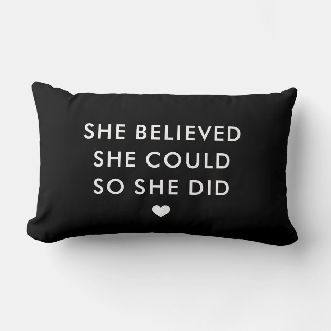 Black She Believed She Could So She Did Lumbar Cushion (Front)