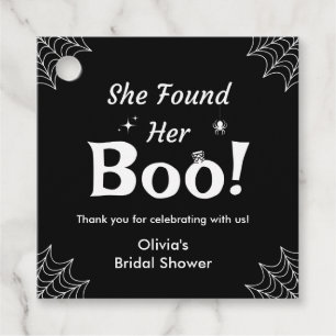 Black She Found Her Boo Halloween Bridal Shower  Favour Tags