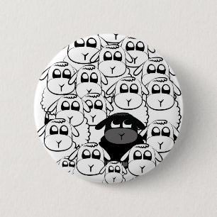 Black sheep 6 cm round badge