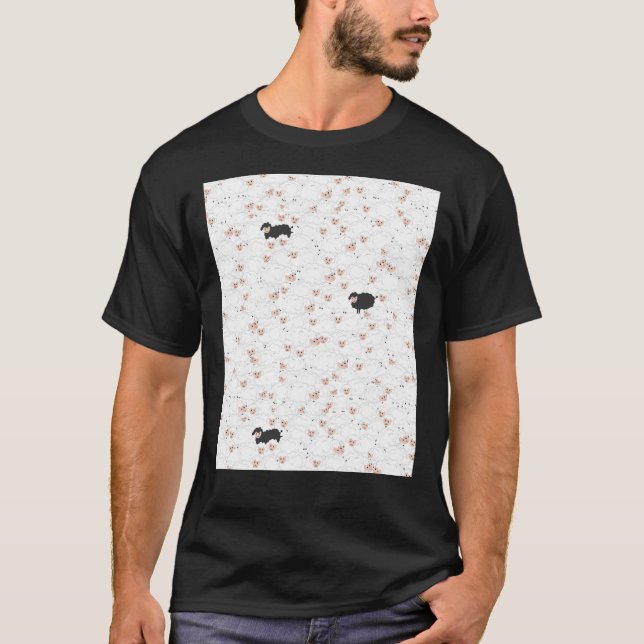 Black sheep among white sheep funny hand drawn pat T-Shirt (Front)
