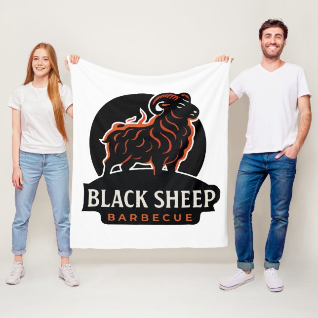 Black Sheep Barbecue Fire Ram BBQ Grill Lover Gift Fleece Blanket (In Situ)