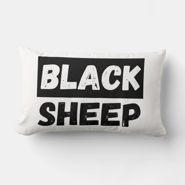 Black Sheep Bold Distressed Rebel Streetwear Art Lumbar Cushion (Front)