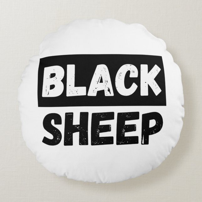 Black Sheep Bold Distressed Rebel Streetwear Art Round Cushion (Front)