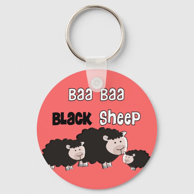 Black Sheep Designs "Baa Baa Black Sheep" Key Ring (Front)