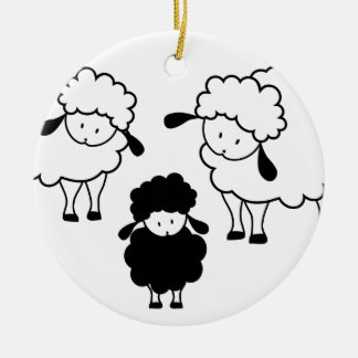 Black sheep family ceramic tree decoration