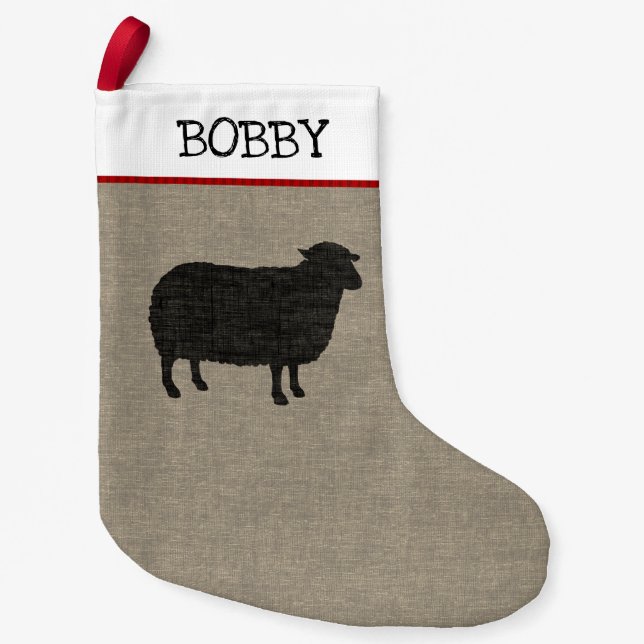 Black Sheep Silhouette Fun Holiday Xmas Family Small Christmas Stocking (Front)