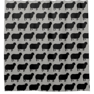 Black Sheep Silhouettes Pattern Shower Curtain