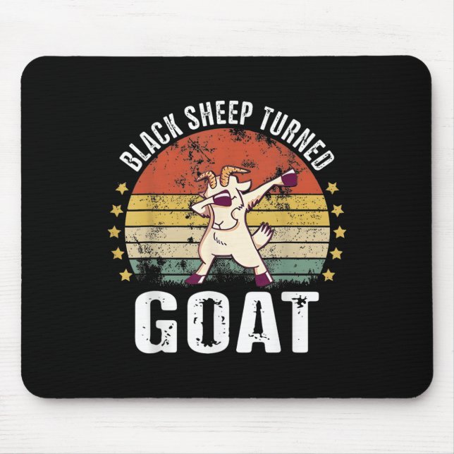 Black Sheep Turned Goat Funny Goat Retro Humour Mo Mouse Pad (Front)