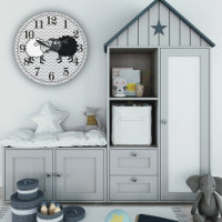 Black Sheep White Sheep Round (Large) Wall Clock