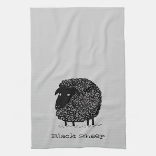 Black Sheep with Custom Text Tea Towel