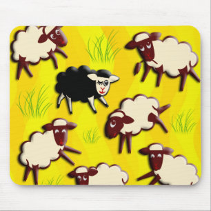 Black Sheep yollow waves Mouse Pad