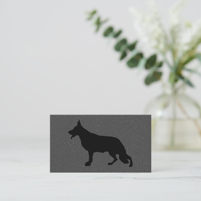 Black Shepherd Dog Illustration Business Card (Standing Front)