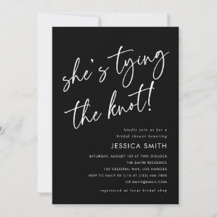 Black She's Tying the Knot Bridal Shower Photo Invitation