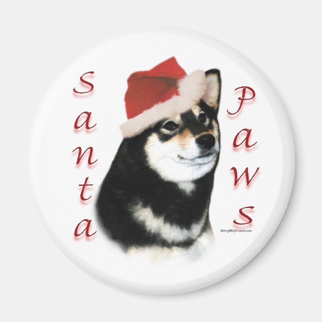 Black Shiba Inu Santa Paws - Magnet (Front)