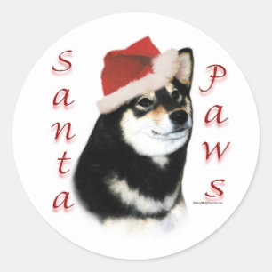 Black Shiba Inu Santa Paws - Sticker