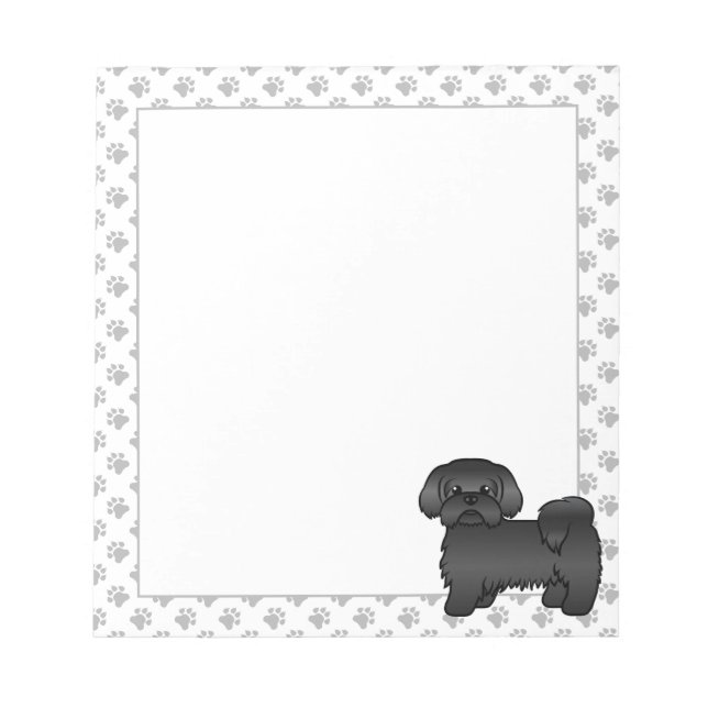 Black Shih Tzu Cute Cartoon Dog Illustration Notepad (Front)