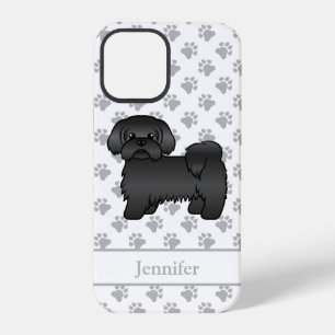 Black Shih Tzu Cute Cartoon Dog & Name iPhone 12 Pro Case