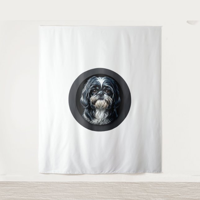 black shih tzu tapestry (Front)