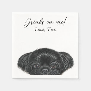 Black Shih Tzu Wedding Cocktail Napkin