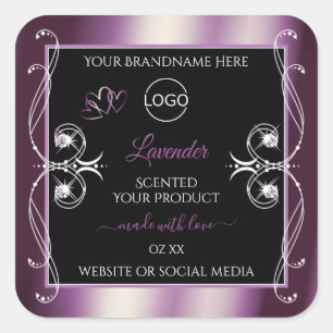 Black Shimmery Purple Decor Logo Product Labels