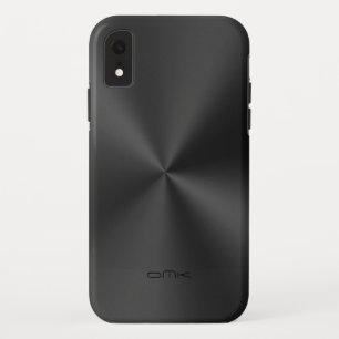 Black shiny faux stainless steel look monogram Case-Mate iPhone case