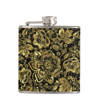 Black & Shiny Gold Flowers Pattern