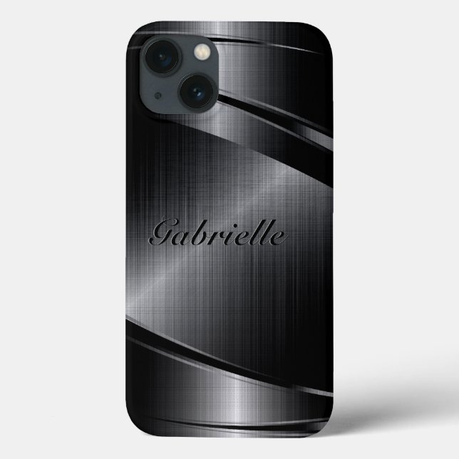 Black Shiny Metallic Print Design Case-Mate iPhone Case (Back)