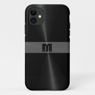 Black Shiny Stainless Steel Metal 7 iPhone 11 Case