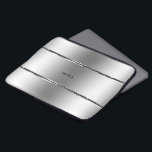 Black & Shiny Stainless-Steel Stripes Laptop Sleeve<br><div class="desc">Elegant modern geometric stainless steel with black stripes accent. Optional monogram.</div>