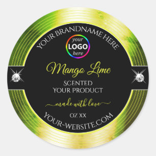 Black Shiny Yellow Green with Logo Product Label