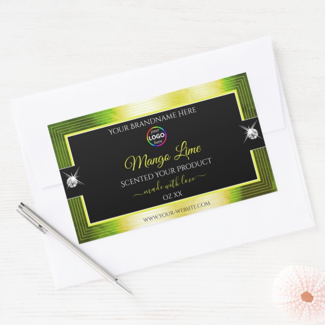 Black Shiny Yellow Green with Logo Product Label (Envelope)