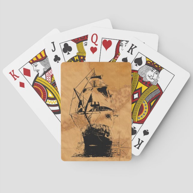 Black Ship Silhouette Playing Cards (Back)