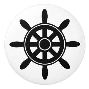 Black Ship Wheel  Nautical Themed Cabinet Knob