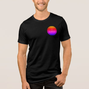 Black shirt with multi-colour pocket logo