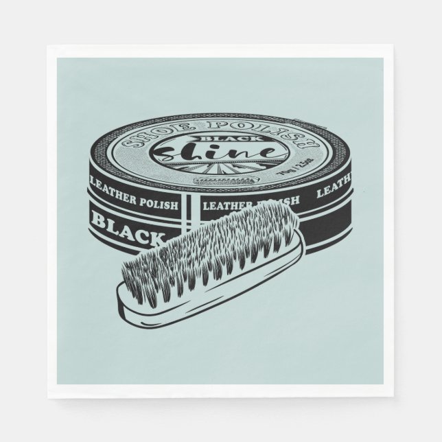 Black shoe polish tin napkin (Front)
