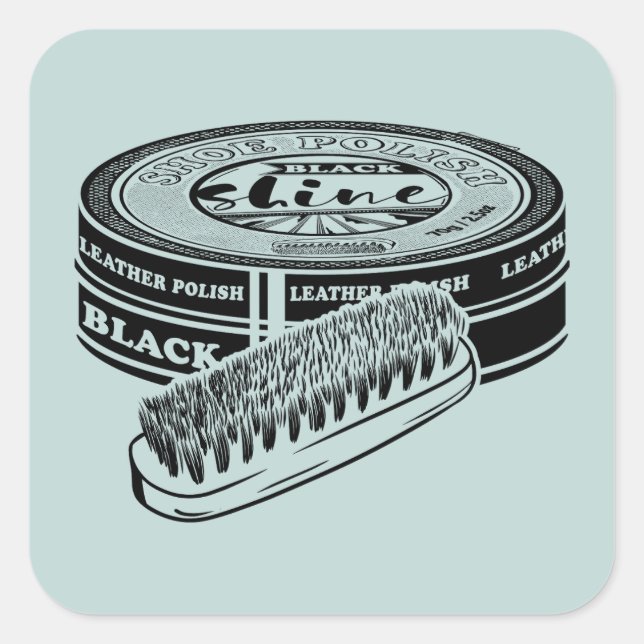 Black shoe polish tin square sticker (Front)