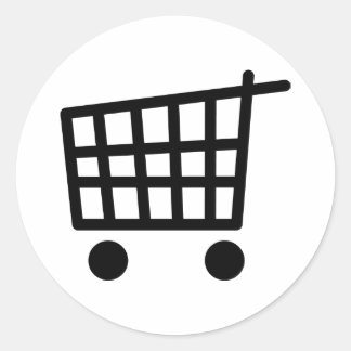 black shopping trolley classic round sticker