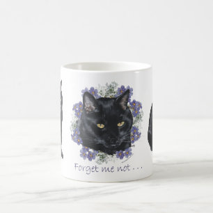 Black Shorthair Cat Forget-Me-Not Coffee Mug